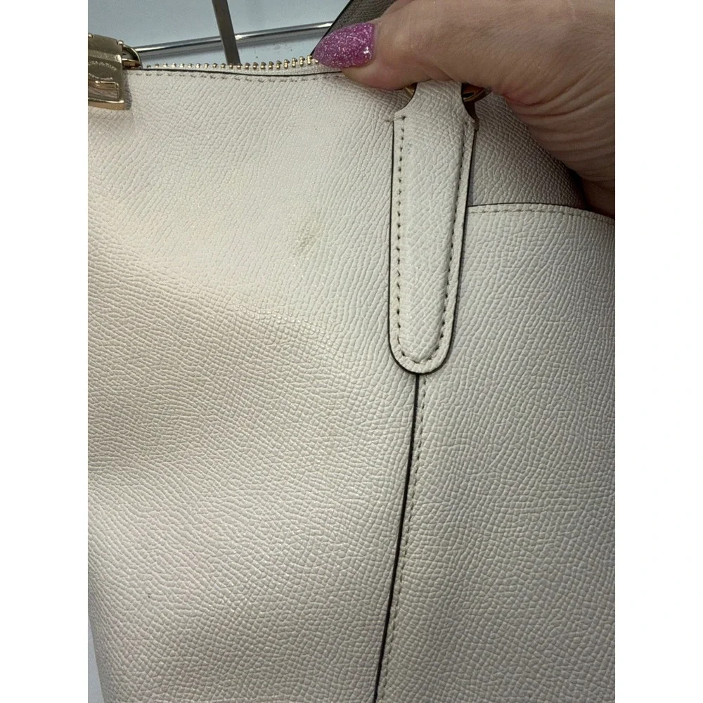 Coach Ava Tote Chalk White Crossgrain Leather Shoulder Bag F57526